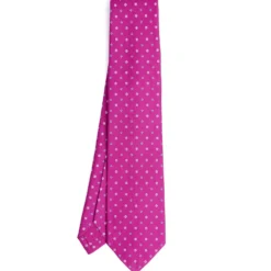 CRAVATTA SARTORIALE 5 PIEGHE IN SETA FUCSIA Microfantasia fiore