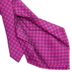 CRAVATTA SARTORIALE 5 PIEGHE IN SETA FUCSIA Microfantasia fiore