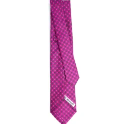 CRAVATTA SARTORIALE 5 PIEGHE IN SETA FUCSIA Microfantasia fiore