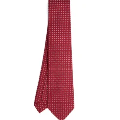 CRAVATTA SARTORIALE 5 PIEGHE IN SETA BORDEAUX Microfantasia fiore