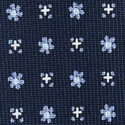 CRAVATTA SARTORIALE 5 PIEGHE IN SETA BLU SCUROMicrofantasia fiore
