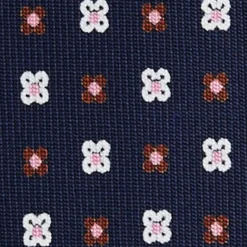 CRAVATTA SARTORIALE 5 PIEGHE IN SETA BLU SCUROMicrofantasia fiore