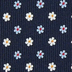 CRAVATTA SARTORIALE 5 PIEGHE IN SETA BLU SCUROMicrofantasia fiore
