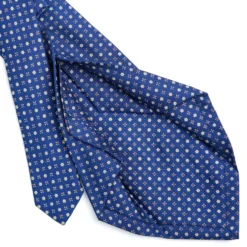 CRAVATTA SARTORIALE 5 PIEGHE IN SETA BLUMicrofantasia fiore