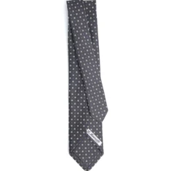 CRAVATTA SARTORIALE 5 PIEGHE IN SETA GRIGIO SCURO Microfantasia fiore