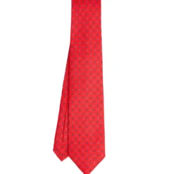 CRAVATTA SARTORIALE 5 PIEGHE IN SETA ROSSA Microfantasia fiore