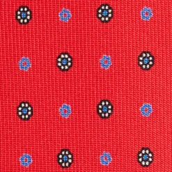CRAVATTA SARTORIALE 5 PIEGHE IN SETA ROSSA Microfantasia fiore