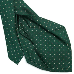 CRAVATTA SARTORIALE 5 PIEGHE IN SETA VERDE SCURO Microfantasia fiore