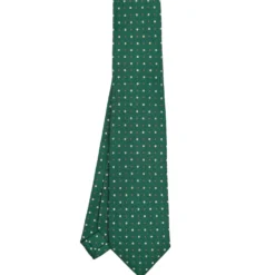 CRAVATTA SARTORIALE 5 PIEGHE IN SETA VERDE SCURO Microfantasia fiore