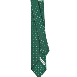 CRAVATTA SARTORIALE 5 PIEGHE IN SETA VERDE SCURO Microfantasia fiore