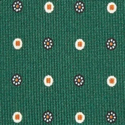 CRAVATTA SARTORIALE 5 PIEGHE IN SETA VERDE SCURO Microfantasia fiore