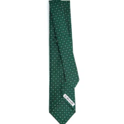 CRAVATTA SARTORIALE 5 PIEGHE IN SETA VERDE SCURO Microfantasia fiore