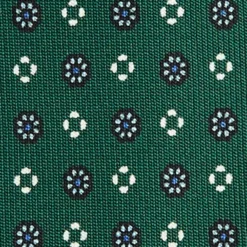 CRAVATTA SARTORIALE 5 PIEGHE IN SETA VERDE SCURO Microfantasia fiore