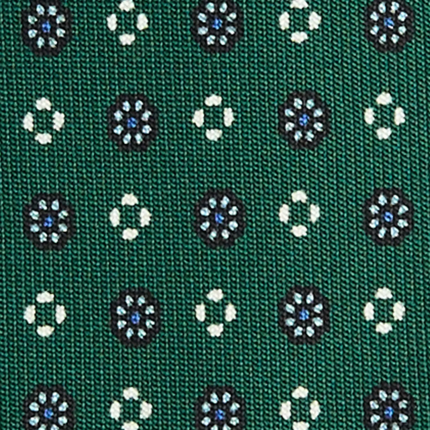CRAVATTA SARTORIALE 5 PIEGHE IN SETA VERDE SCURO Microfantasia fiore