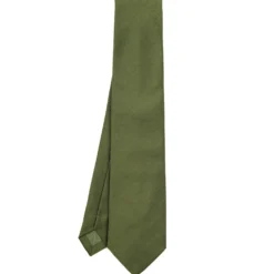 CRAVATTA SARTORIALE SETA JACQUARD VERDE OLIVA Tinta unita