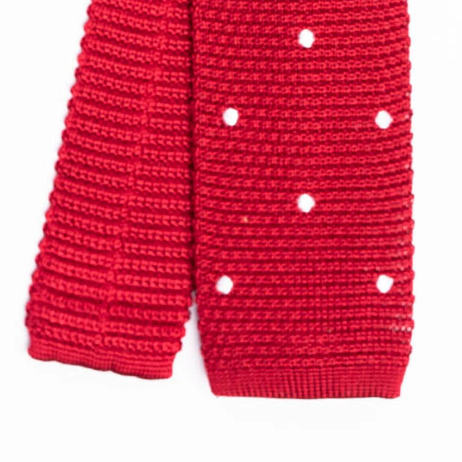 CRAVATTA SARTORIALE TRICOT IN SETA ROSSA Pois