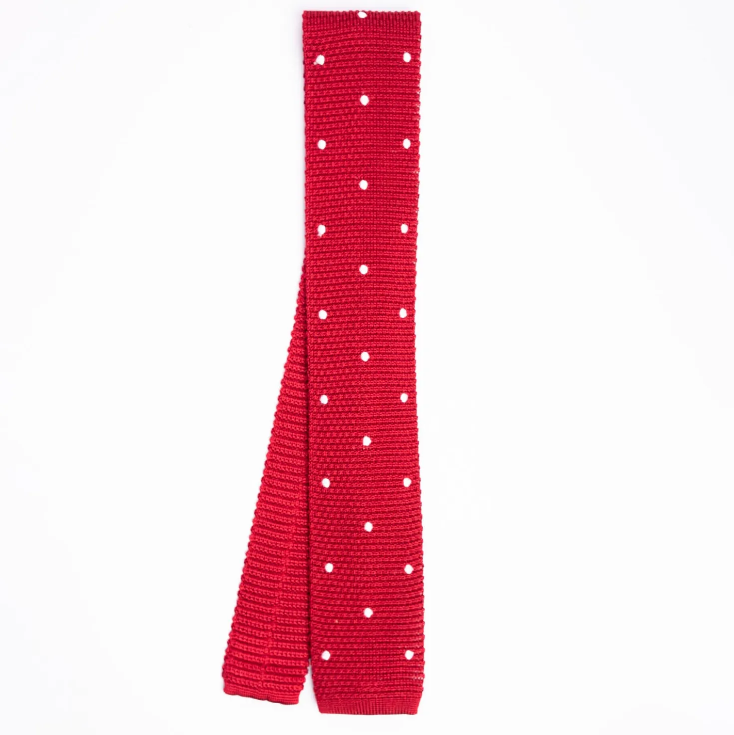 CRAVATTA SARTORIALE TRICOT IN SETA ROSSA Pois