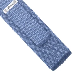 CRAVATTA TRICOT IN CASHMERE AZZURRO POLVERE Tinta unita