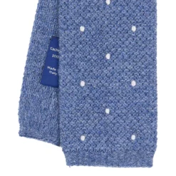 CRAVATTA TRICOT IN CASHMERE AZZURRO POLVERE Pois azzurro