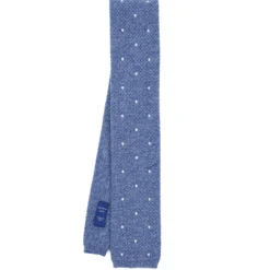 CRAVATTA TRICOT IN CASHMERE AZZURRO POLVERE Pois azzurro