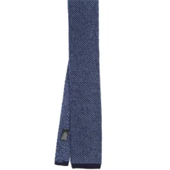 CRAVATTA TRICOT IN CASHMERE BLU SCURO Tinta unita