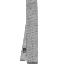 CRAVATTA TRICOT IN CASHMERE GRIGIO CHIARO Tinta unita