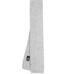 CRAVATTA TRICOT IN CASHMERE GRIGIO CHIARO Tinta unita