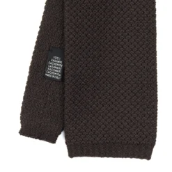 CRAVATTA TRICOT IN CASHMERE MARRONE SCURO Tinta unita