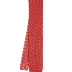 CRAVATTA TRICOT IN SETA ARANCIONE Microfantasia geometrica