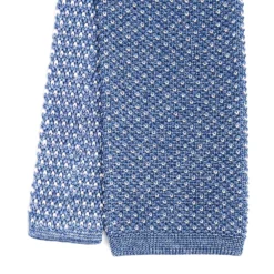 CRAVATTA TRICOT IN SETA AZZURRO POLVERE Microfantasia geometrica