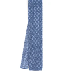 CRAVATTA TRICOT IN SETA AZZURRO POLVERE Microfantasia geometrica