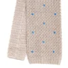 CRAVATTA TRICOT IN SETA BEIGE Pois blu