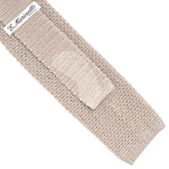 CRAVATTA TRICOT IN SETA BEIGE Pois blu