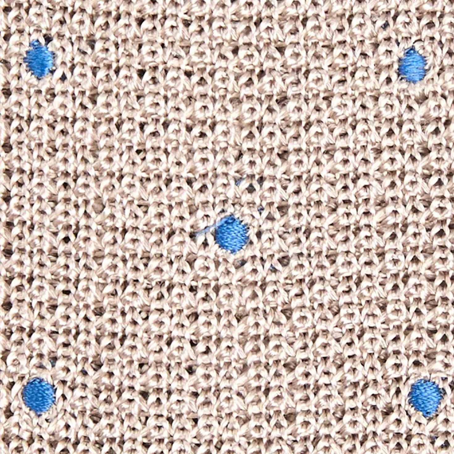 CRAVATTA TRICOT IN SETA BEIGE Pois blu