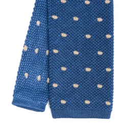 CRAVATTA TRICOT IN SETA BLU Pois beige