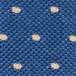 CRAVATTA TRICOT IN SETA BLU Pois beige