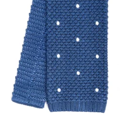 CRAVATTA TRICOT IN SETA BLU Pois beige