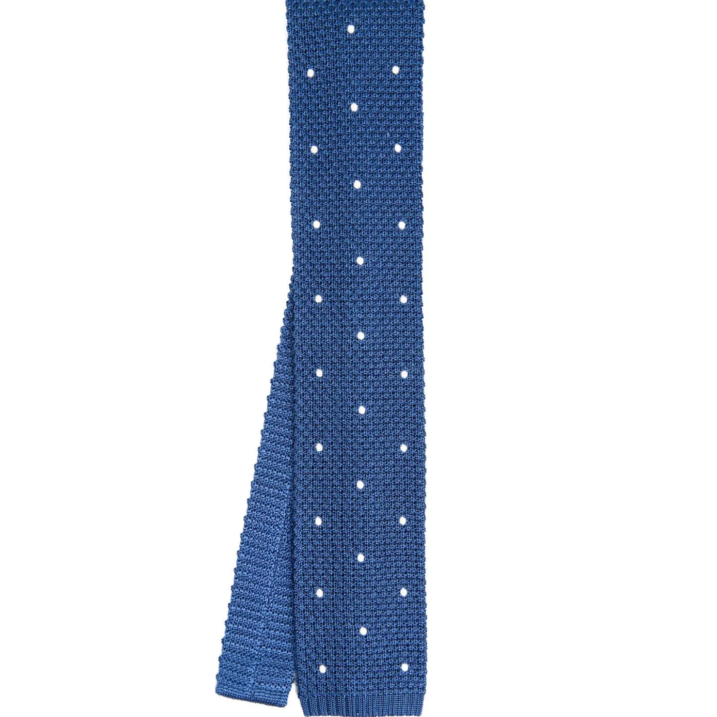 CRAVATTA TRICOT IN SETA BLU Pois beige