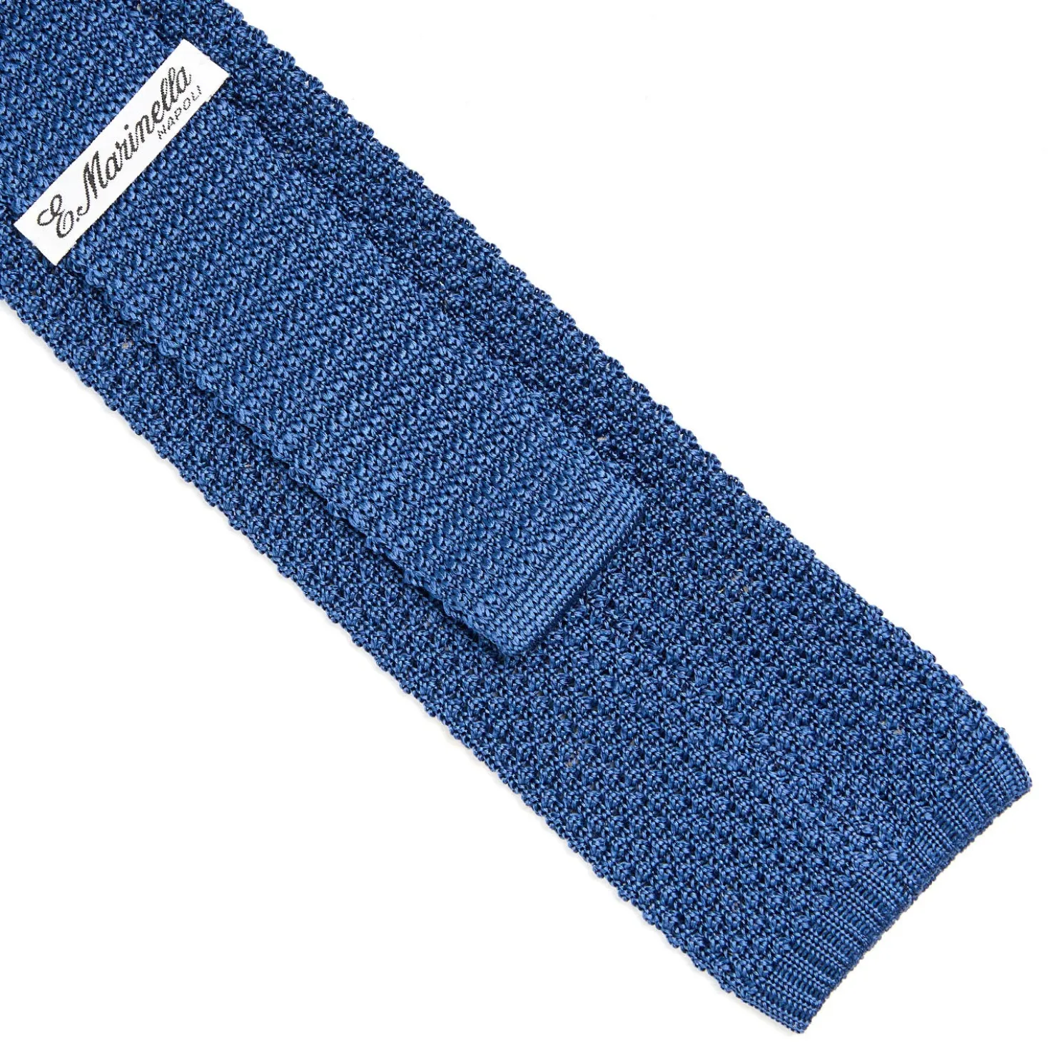 CRAVATTA TRICOT IN SETA BLU Pois beige