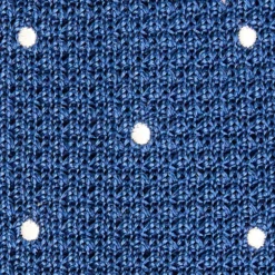 CRAVATTA TRICOT IN SETA BLU Pois beige