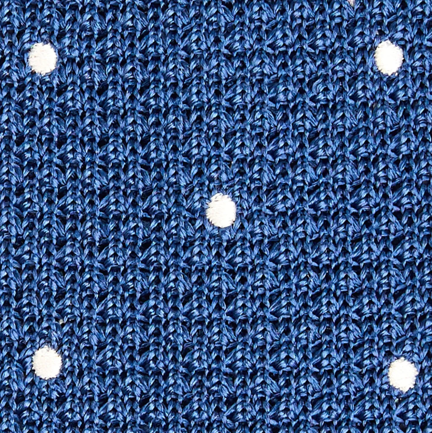 CRAVATTA TRICOT IN SETA BLU Pois beige