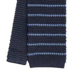CRAVATTA TRICOT IN SETA BLU SCURO Rigata