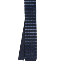 CRAVATTA TRICOT IN SETA BLU SCURO Rigata