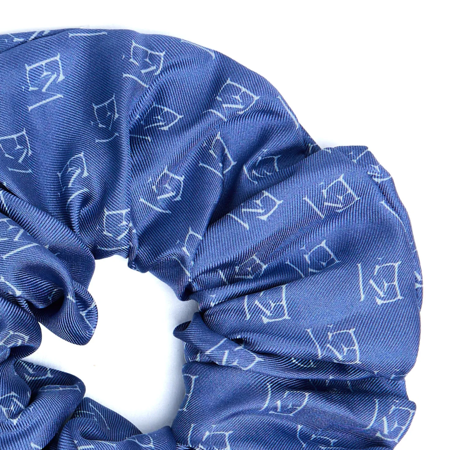 ELASTICO PER CAPELLI IN SETA BLU Em logo
