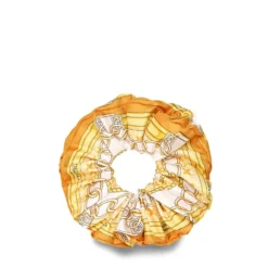 ELASTICO PER CAPELLI IN SETA GIALLO Microfantasia fiore