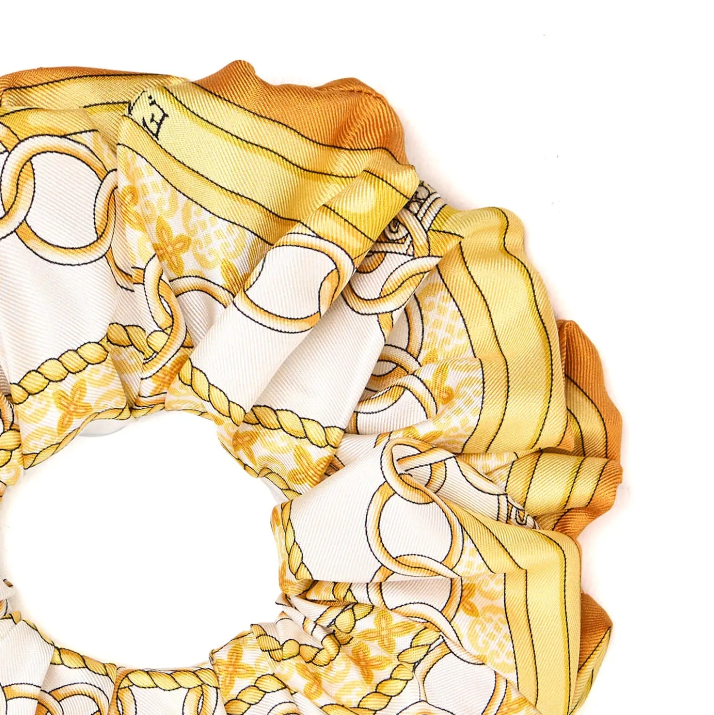 ELASTICO PER CAPELLI IN SETA GIALLO Microfantasia fiore