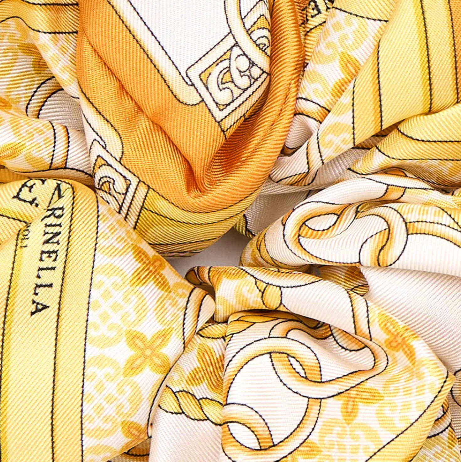 ELASTICO PER CAPELLI IN SETA GIALLO Microfantasia fiore