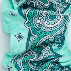 ELASTICO PER CAPELLI IN SETA VERDE CHIARO Motivo greca