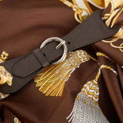 FERMAFOULARD IN PELLE TESTA MORO Con fibbia argentata