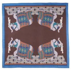FOULARD BLUETTE E MARRONE SCURO IN LANA Motivo etnico